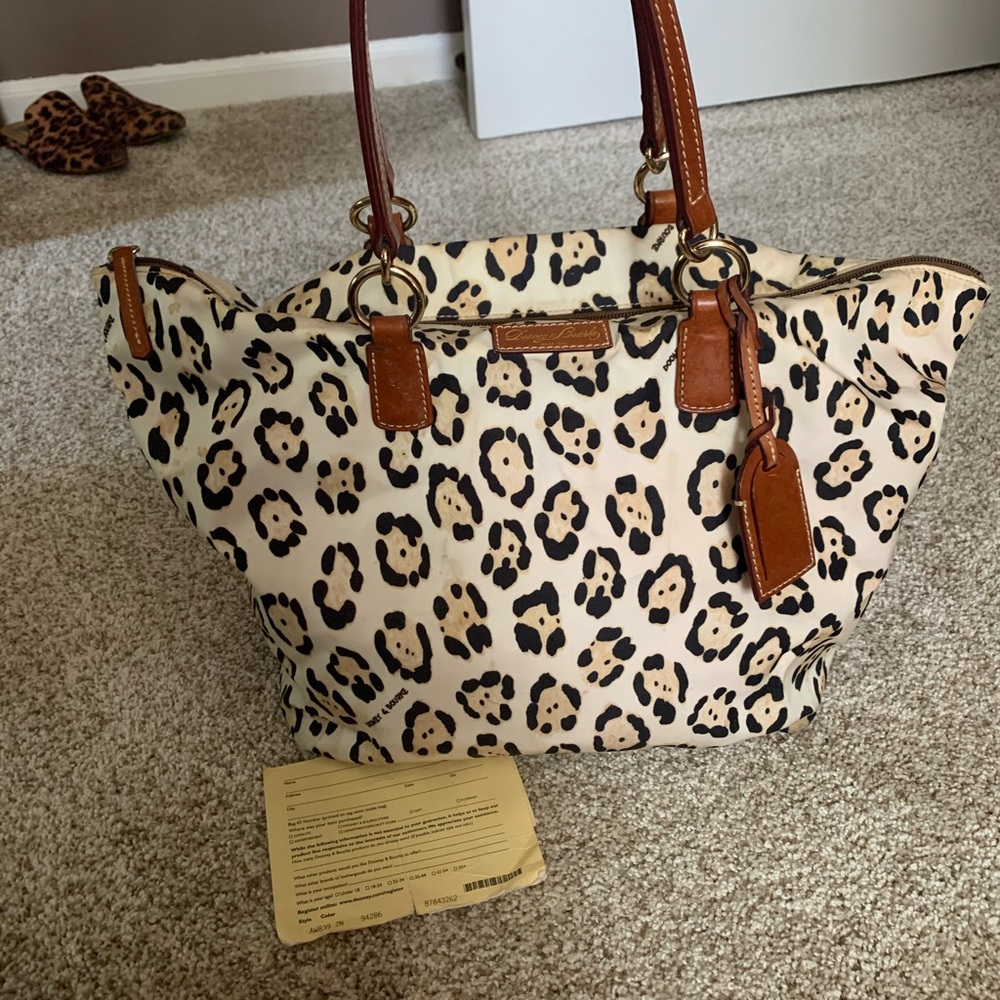 Dooney & Bourke Animal Print Shoulder Bag - Cream and Brown